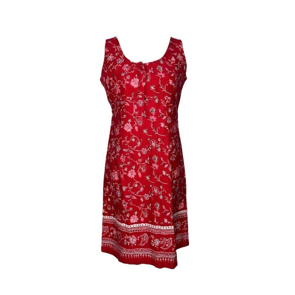 Women’s Floral Sheath Red Handkerchief Midi Dress 6